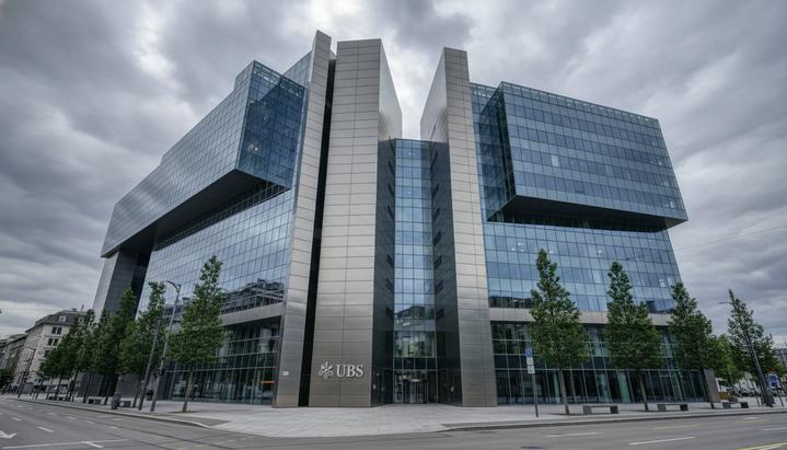Глава UBS Серджио Эрмотти уйдет в отставку после интеграции Credit Suisse Современный фасад штаб-квартиры банка UBS в Цюрихе, Швейцария. Здание из стекла и стали в пасмурный день.