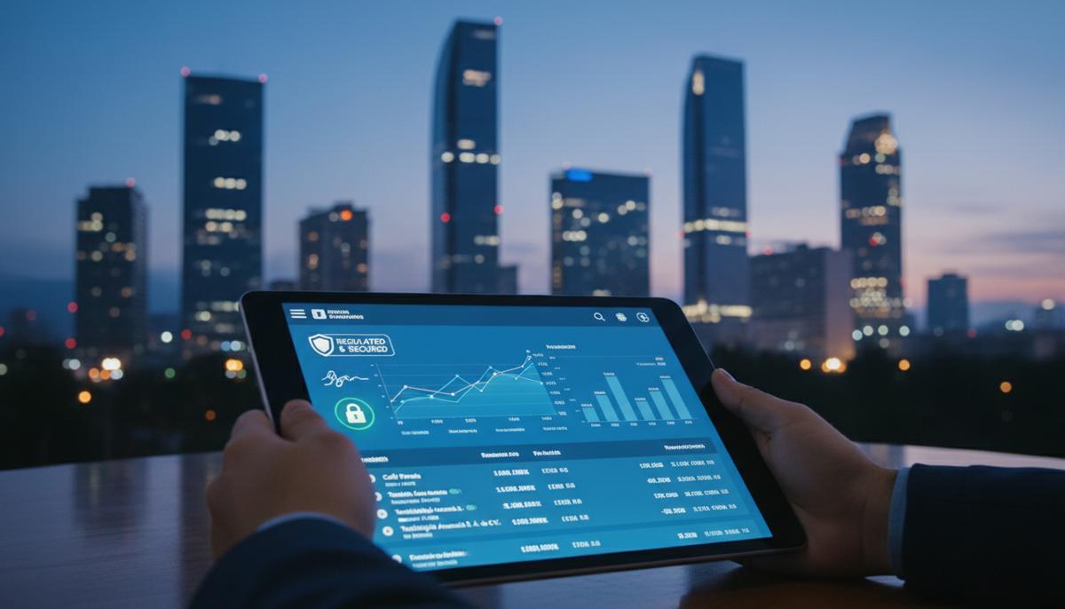 Plata становится полноценным банком в Мексике, ускоряя цифровую трансформацию Современный планшет с цифровым банковским интерфейсом на экране на фоне размытого городского пейзажа Мехико.