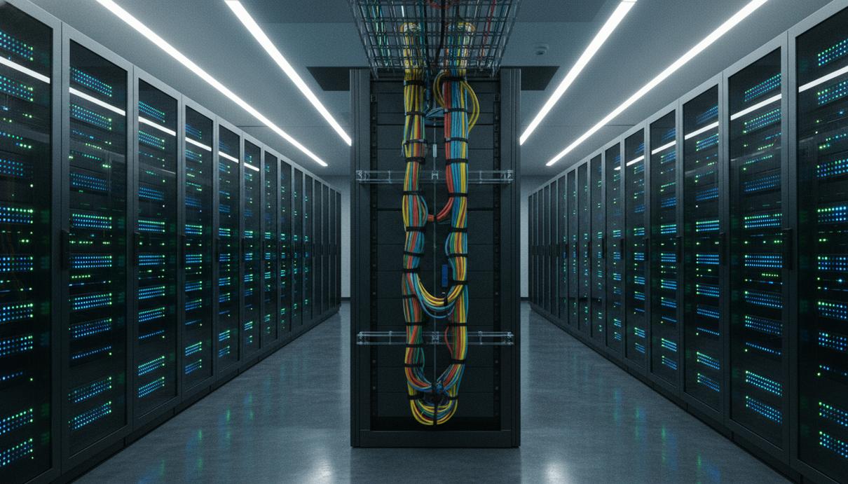 Fiserv привлечет ИИ-инженера Devin к модернизации банковских систем Современный серверный зал с рядами работающих серверных стоек и мерцающими светодиодными индикаторами