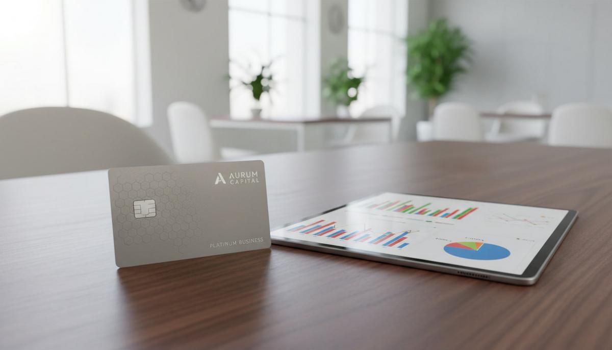 Mastercard и Upfront расширяют платежные решения для малого бизнеса Банковская карта лежит на столе рядом с планшетом, на экране которого отображаются финансовые графики и диаграммы.